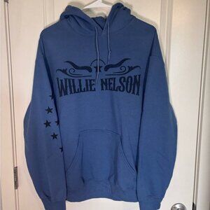 Willie Nelson Blue Western Theme Hoodie Urban Outfitters